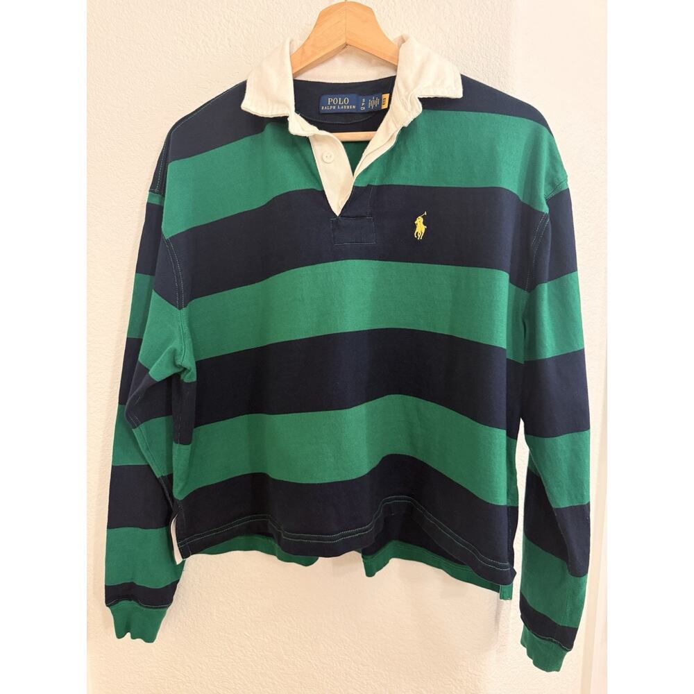 Ralph Lauren Rugby Women’s Polo Rare Colorway - Navy Blue Green Size Small - EUC - Picture 2 of 9